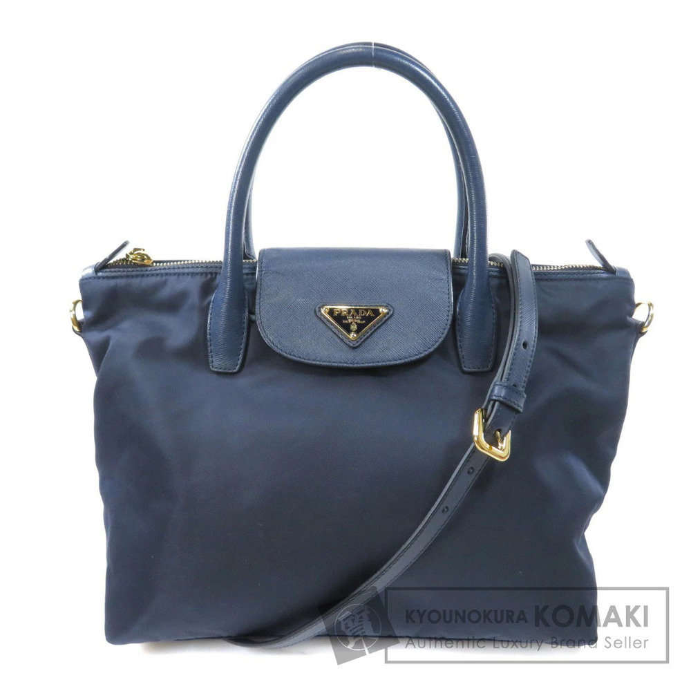 Prada Tessuto Saffiano 2way handbag navy blue